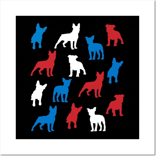 Patriotic Boston Terriers Dog America Flag 4Th Of July Wall Art by klausgaiser